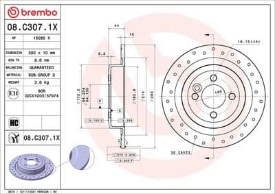 Disco de freno BREMBO 08.C307.1X