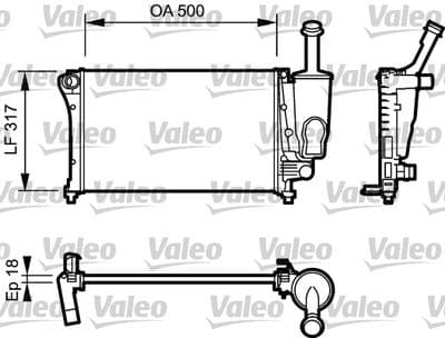Radiador, refrigeración del motor VALEO 734923