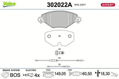 Juego de balatas de freno VALEO 302022A