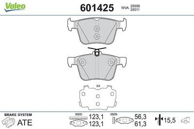 Juego de balatas de freno VALEO 601425