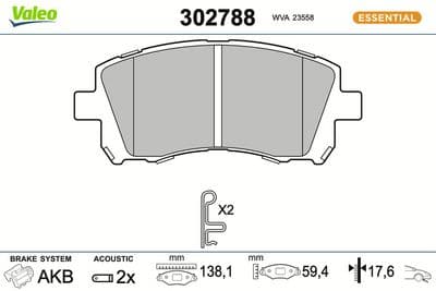 Juego de balatas de freno VALEO 302788