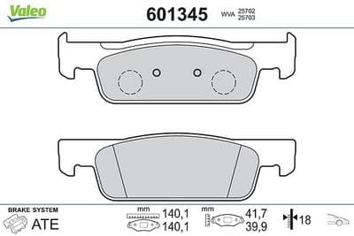 Juego de balatas de freno VALEO 601345