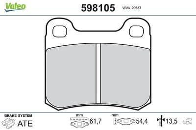 Juego de balatas de freno VALEO 598105