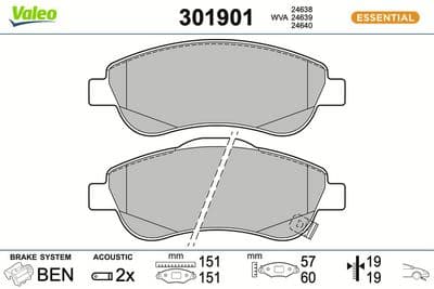 Juego de balatas de freno VALEO 301901