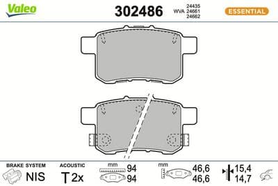 Juego de balatas de freno VALEO 302486