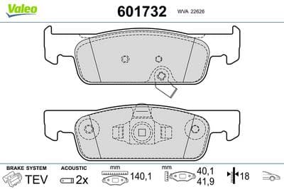 Juego de balatas de freno VALEO 601732