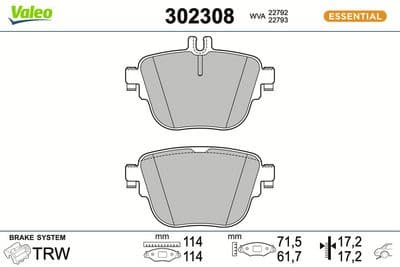 Juego de balatas de freno VALEO 302308