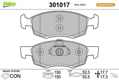 Juego de balatas de freno VALEO 301017