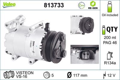 Compresor, aire acondicionado VALEO 813733