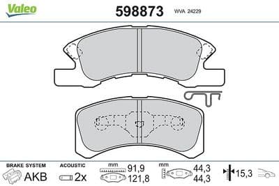 Juego de balatas de freno VALEO 598873