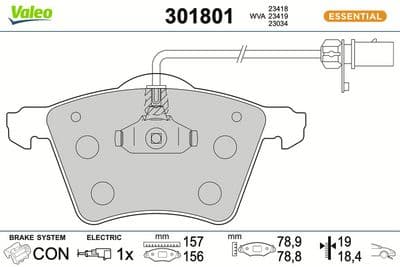 Juego de balatas de freno VALEO 301801