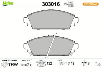 Juego de balatas de freno VALEO 303016