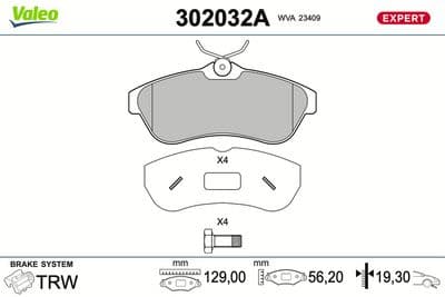 Juego de balatas de freno VALEO 302032A