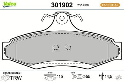 Juego de balatas de freno VALEO 301902