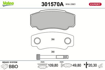 Juego de balatas de freno VALEO 301570A