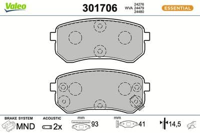 Juego de balatas de freno VALEO 301706