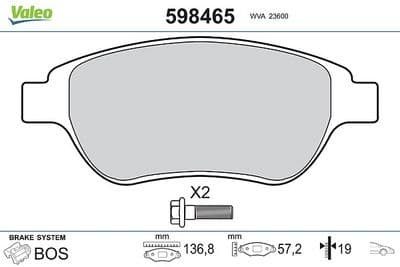 Juego de balatas de freno VALEO 598465