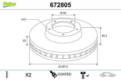 Disco de freno VALEO 672805