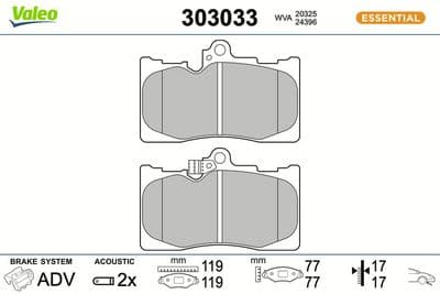 Juego de balatas de freno VALEO 303033