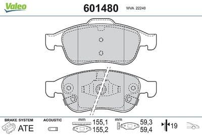 Juego de balatas de freno VALEO 601480
