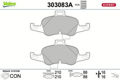 Juego de balatas de freno VALEO 303083A