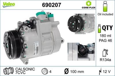 Compresor, aire acondicionado VALEO 690207