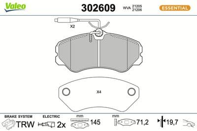 Juego de balatas de freno VALEO 302609