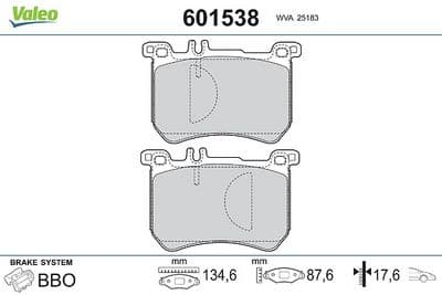 Juego de balatas de freno VALEO 601538