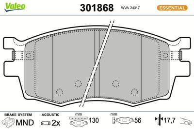 Juego de balatas de freno VALEO 301868