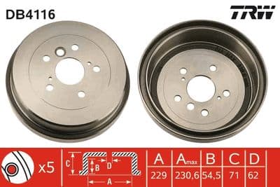 Tambor de freno TRW DB4116