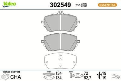 Juego de balatas de freno VALEO 302549