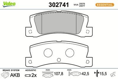 Juego de balatas de freno VALEO 302741