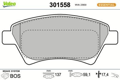 Juego de balatas de freno VALEO 301558