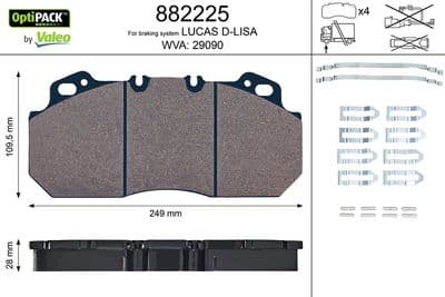 Juego de balatas de freno VALEO 882225