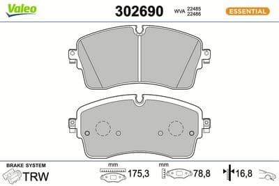 Juego de balatas de freno VALEO 302690