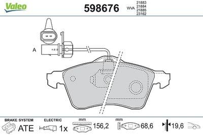 Juego de balatas de freno VALEO 598676