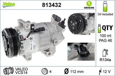 Compresor, aire acondicionado VALEO 813432