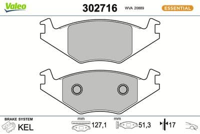 Juego de balatas de freno VALEO 302716