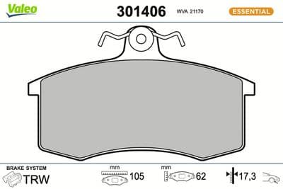 Juego de balatas de freno VALEO 301406