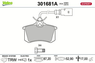 Juego de balatas de freno VALEO 301681A