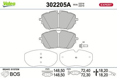 Juego de balatas de freno VALEO 302205A