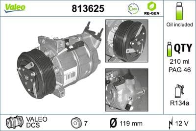 Compresor, aire acondicionado VALEO 813625