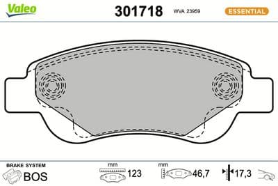 Juego de balatas de freno VALEO 301718