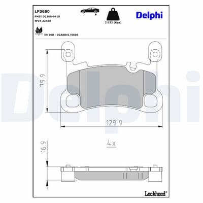Juego de balatas de freno DELPHI LP3680