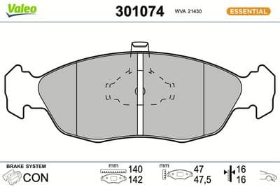 Juego de balatas de freno VALEO 301074