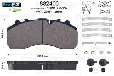 Juego de balatas de freno VALEO 882400