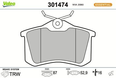 Juego de balatas de freno VALEO 301474