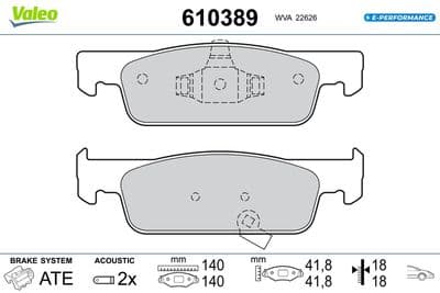 Juego de balatas de freno VALEO 610389