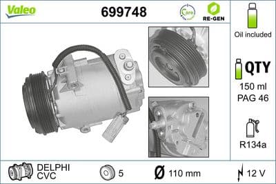 Compresor, aire acondicionado VALEO 699748