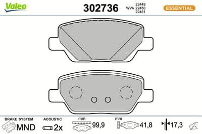 Juego de balatas de freno VALEO 302736